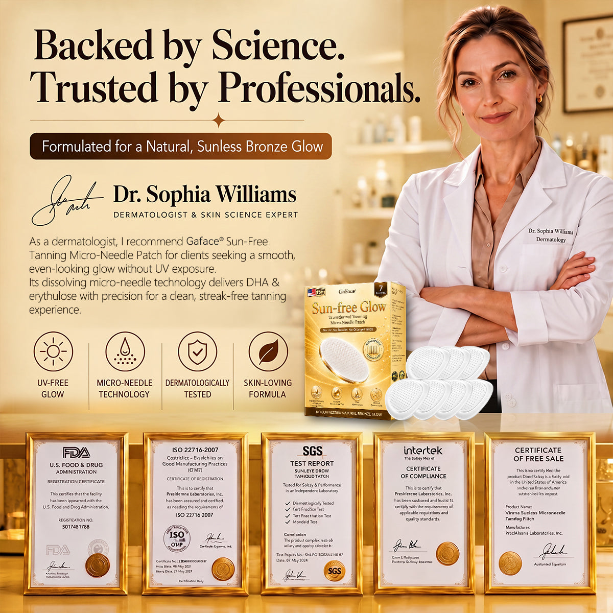 𝑮𝒂𝒇𝒂𝒄𝒆® Sunless Natural Glow Transdermal Tanning Micro-Needle Patch💝