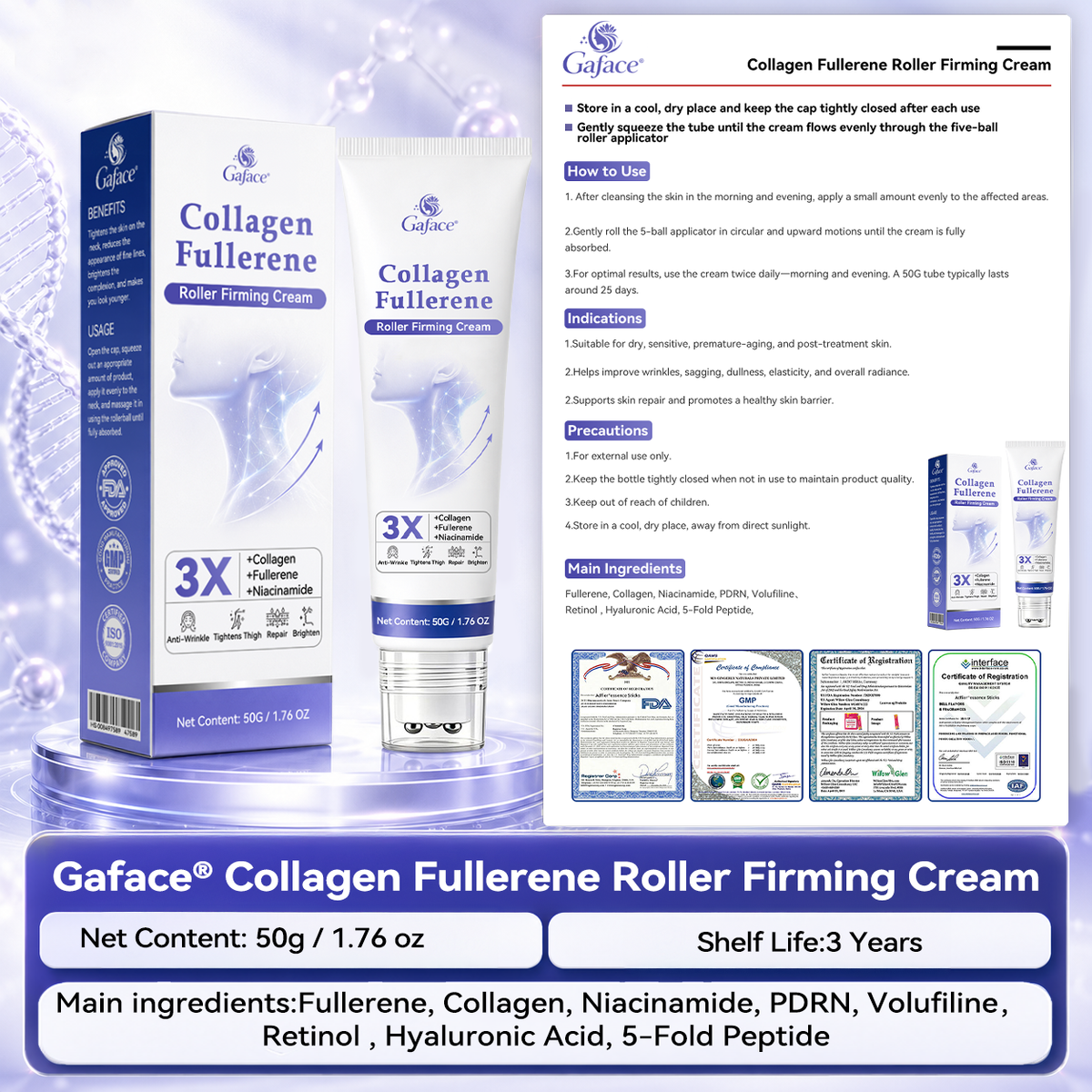 𝐆𝐀𝐅𝐀𝐂𝐄®💎𝐀𝐞𝐭𝐡𝐞𝐫𝐢𝐨𝐧-𝐗𝟗™ 𝟓-𝐏𝐨𝐢𝐧𝐭 𝐑𝐨𝐥𝐥𝐞𝐫 𝐅𝐢𝐫𝐦𝐢𝐧𝐠 𝐂𝐫𝐞𝐚𝐦 Quantum Ceramic Matrix · Collagen · Fullerene🥑
