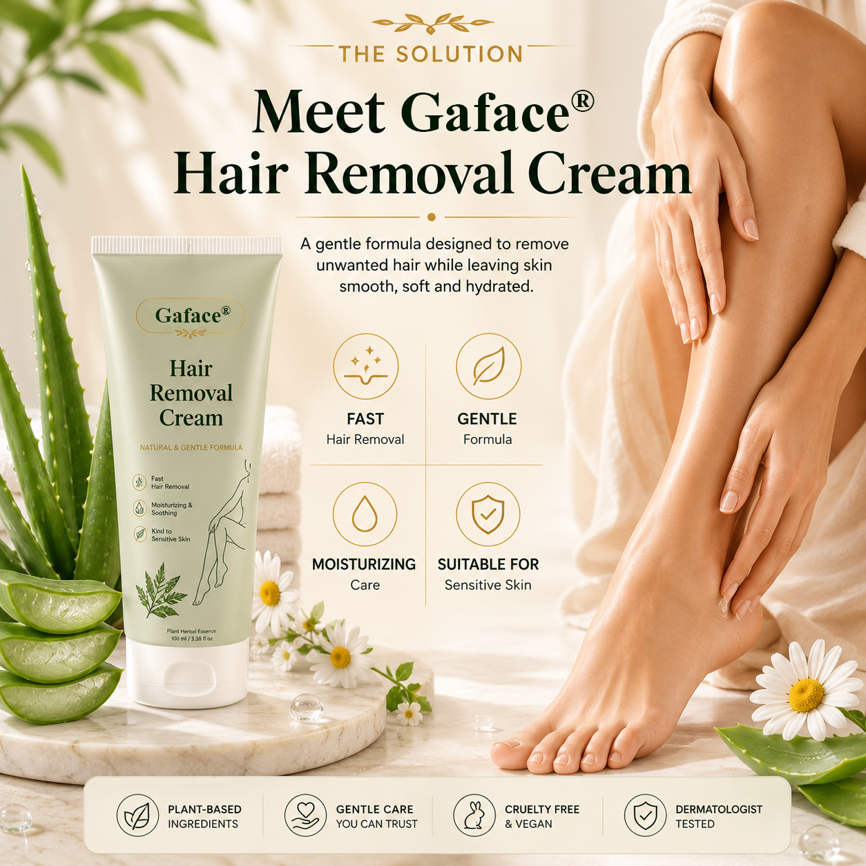 𝐆𝐚𝐟𝐚𝐜𝐞®Natural Gentle Hair Removal Cream | For Women & Men, Sensitive Skin（副本）
