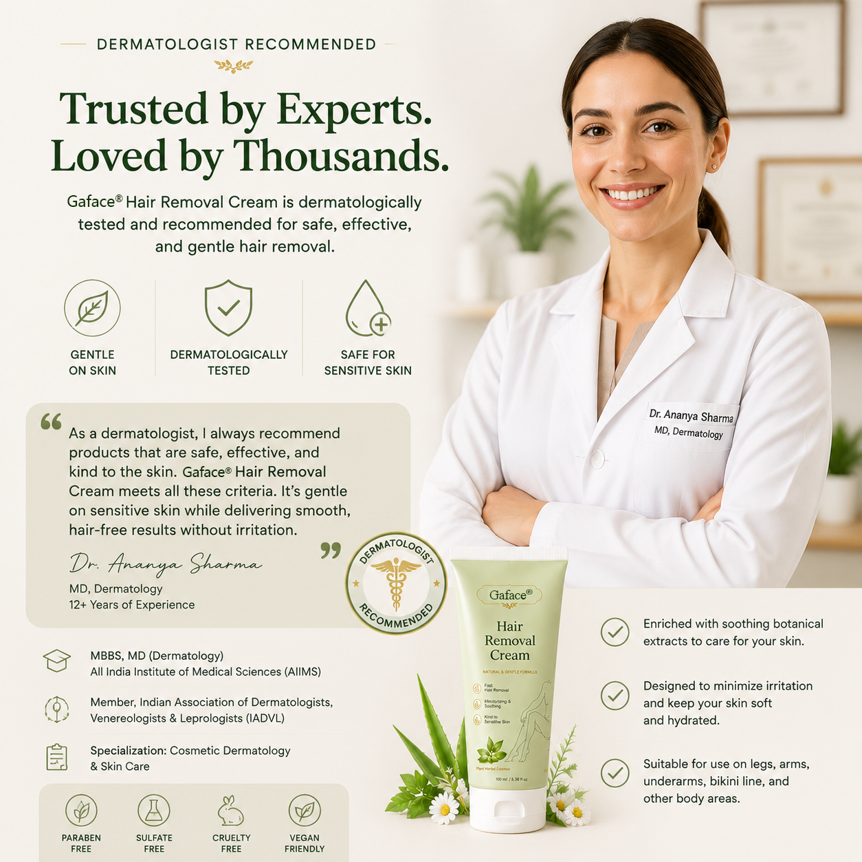 𝐆𝐚𝐟𝐚𝐜𝐞®Natural Gentle Hair Removal Cream | For Women & Men, Sensitive Skin（副本）