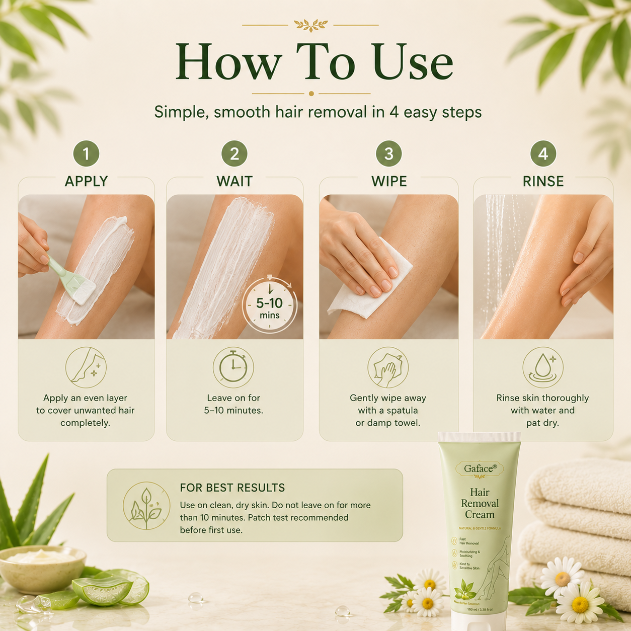 𝐆𝐚𝐟𝐚𝐜𝐞®Natural Gentle Hair Removal Cream | For Women & Men, Sensitive Skin（副本）