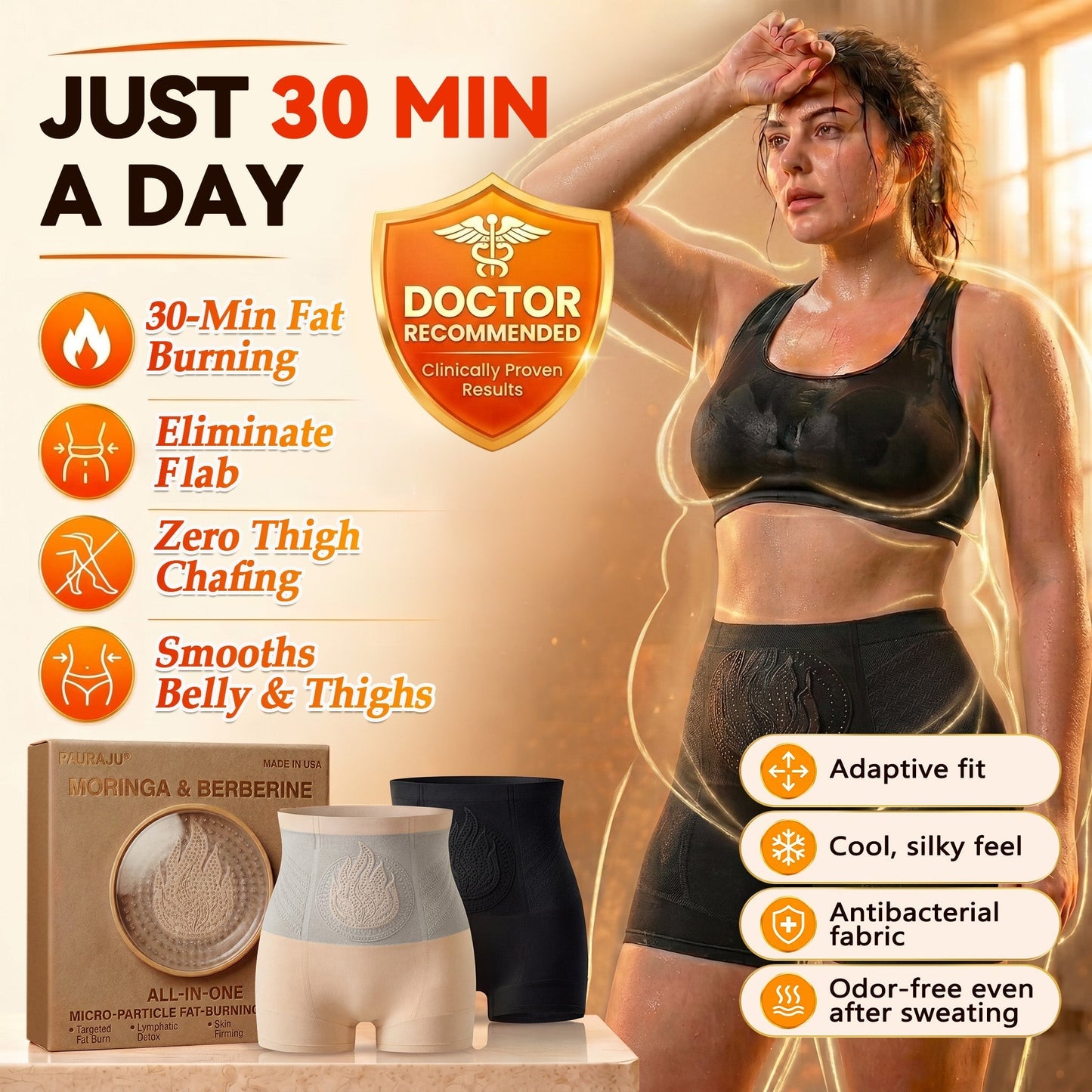 PAURAJU® 30-Min All-in-One Micro-Particle Fat-Burning Shorts✅Ignites deep microcirculation to melt fat, flush toxins, and reverse metabolic aging.🌳
