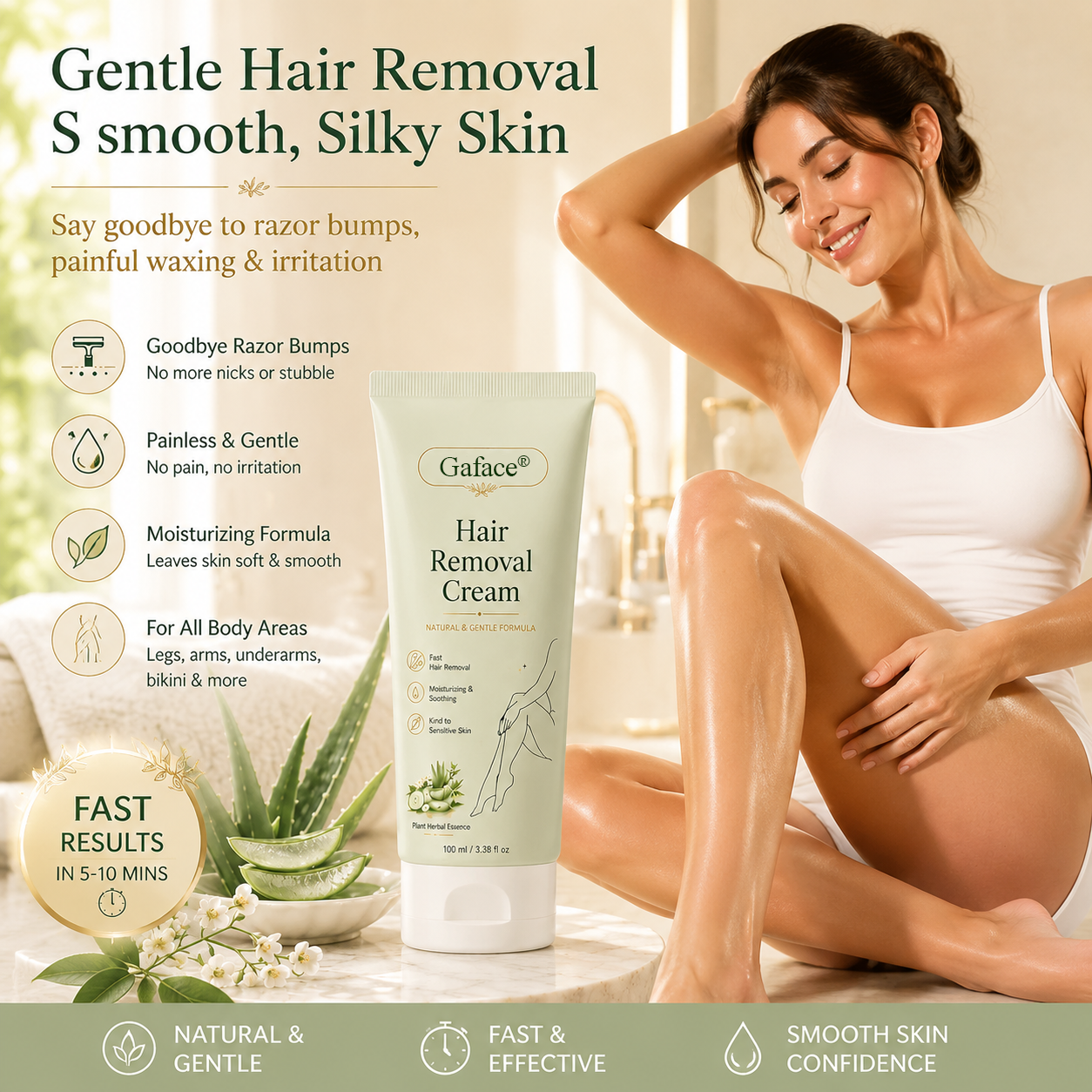 𝐆𝐚𝐟𝐚𝐜𝐞®Natural Gentle Hair Removal Cream | For Women & Men, Sensitive Skin（副本）