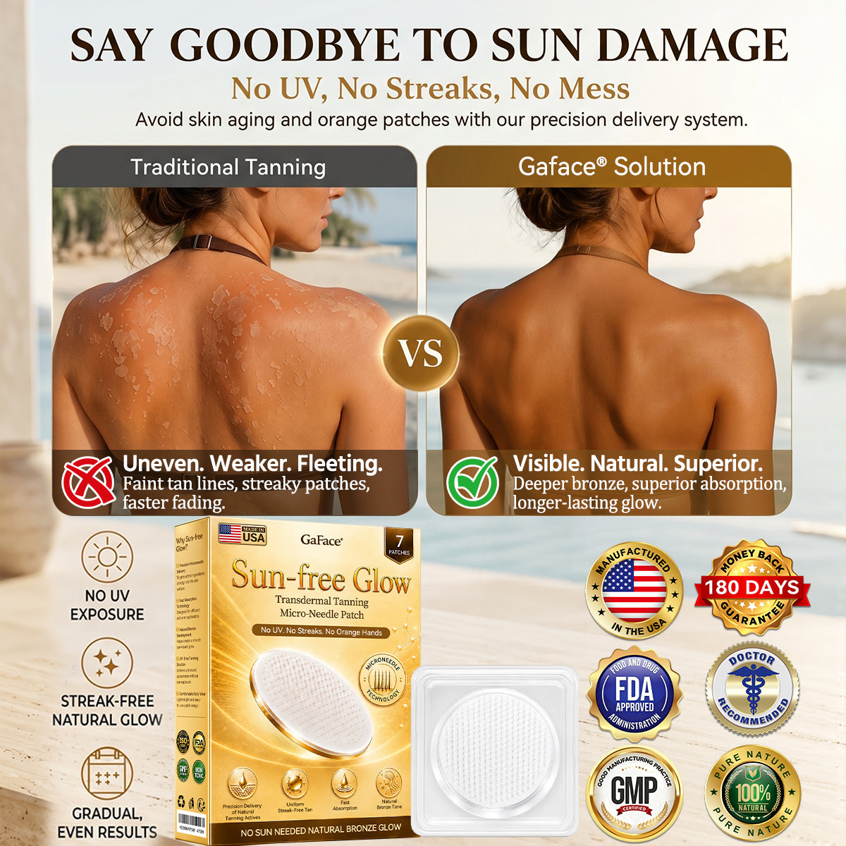 𝑮𝒂𝒇𝒂𝒄𝒆® Sunless Natural Glow Transdermal Tanning Micro-Needle Patch💝