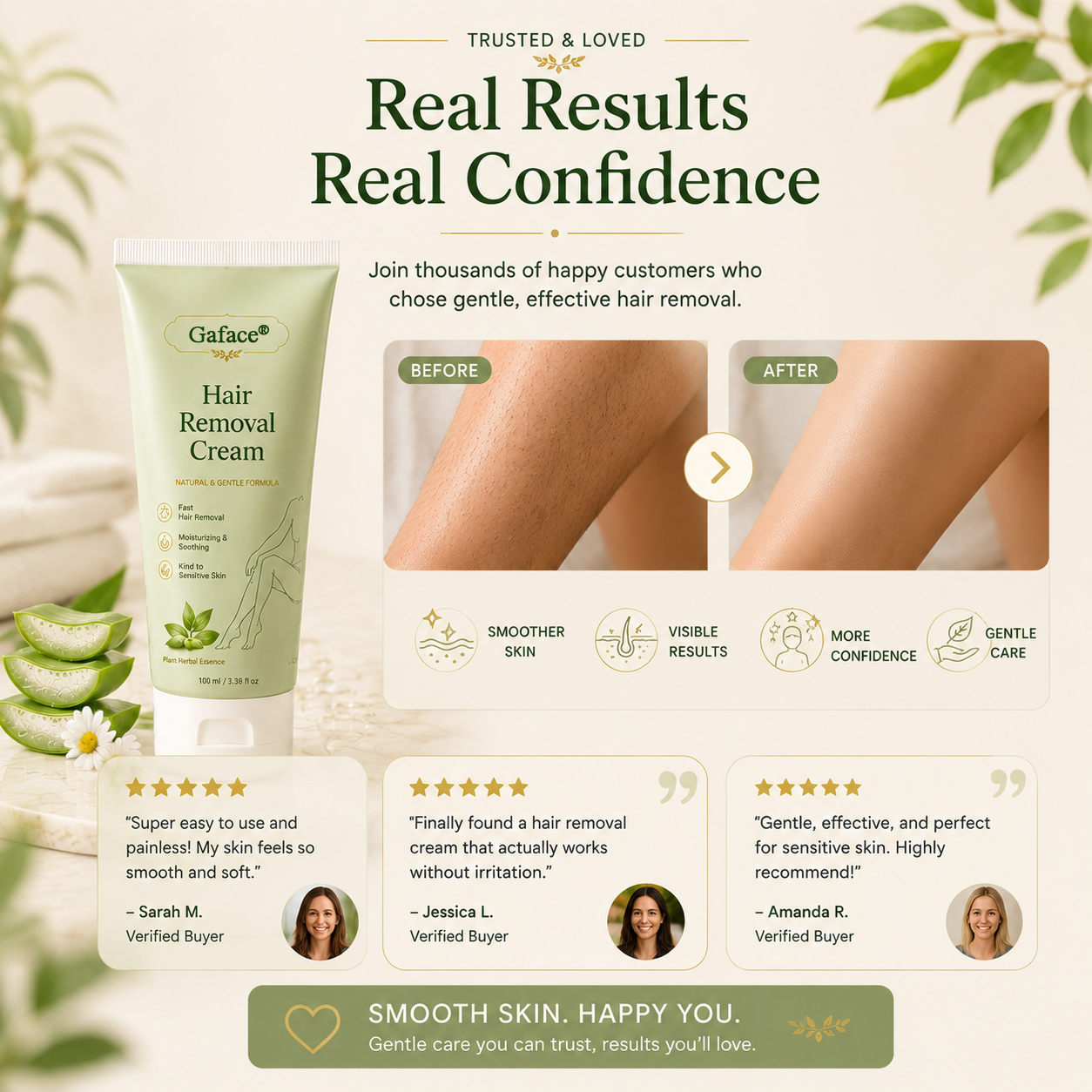 𝐆𝐚𝐟𝐚𝐜𝐞®Natural Gentle Hair Removal Cream | For Women & Men, Sensitive Skin（副本）