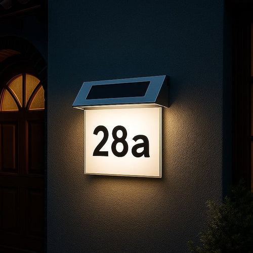 Solar Hausnummer mit LED Beleuchtung ohne Strom aus Edelstahl | Solarno
