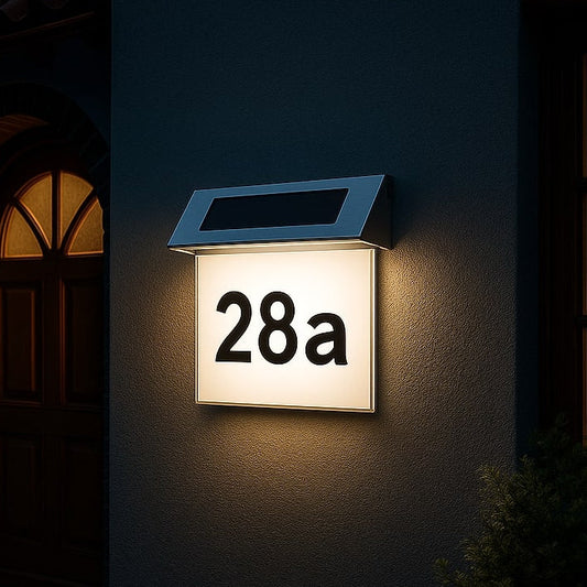 Solar Hausnummer mit LED Beleuchtung ohne Strom aus Edelstahl | Solarno